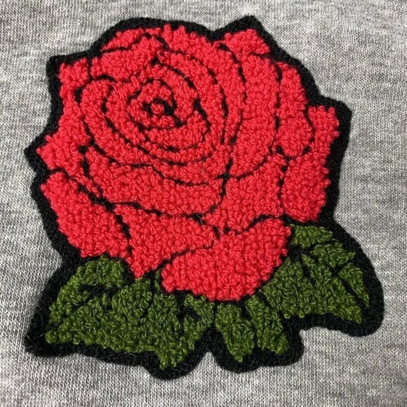 Original Deluxe Letterman Varsity Jacket Unisex L Rose Patch Cali Faux Leather - Picture 5 of 14